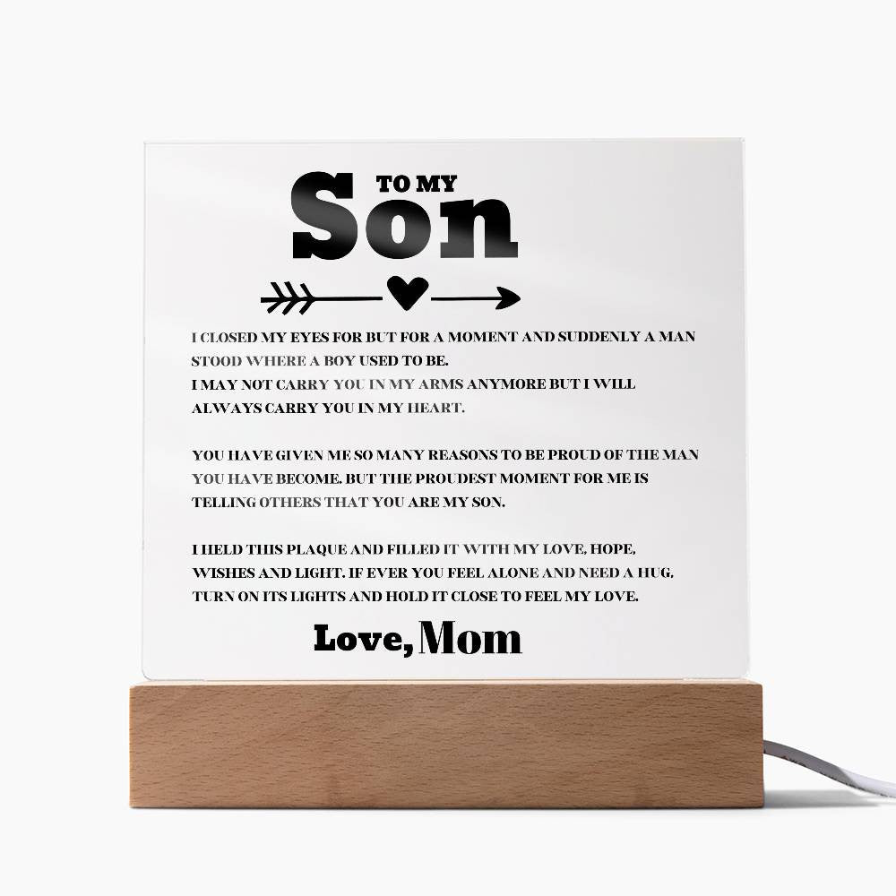 Perfect Gift for Son- Acrylic Square and Heart Plaque