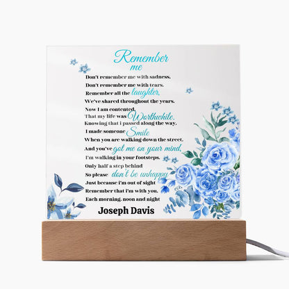 Personalized Memorial Acrylic Square Keepsake Plaque