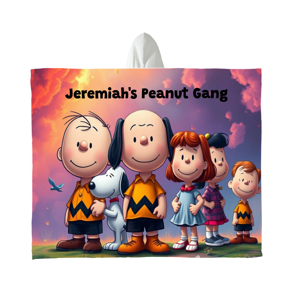 Personalized Peanut Gang Snoopy Hooded Sherpa Fleece Blanket