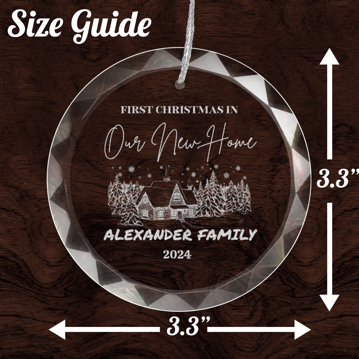 First Christmas In New Home Classic Elegance Round Glass Engraved Premium Ornament With Gift Box