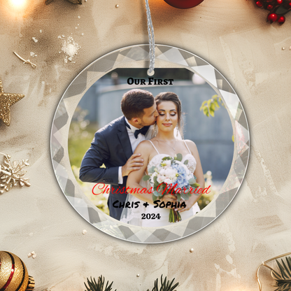 First Christmas Married- Classic Elegance Glass Premium Ornament With Gift Box