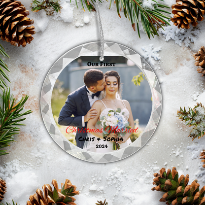 First Christmas Married- Classic Elegance Glass Premium Ornament With Gift Box