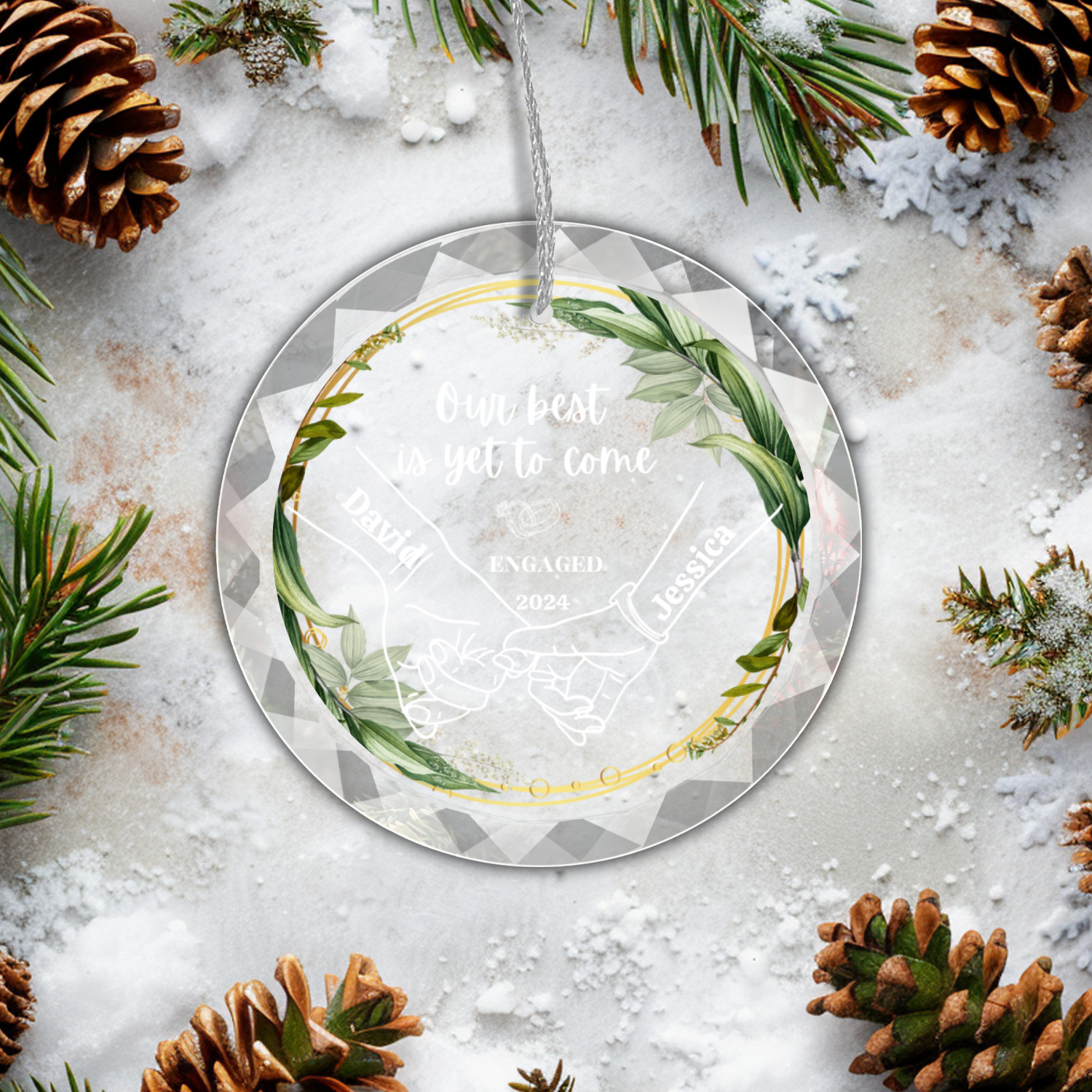 Our Engagement- Classic Elegance Glass Premium Ornament With Gift Box