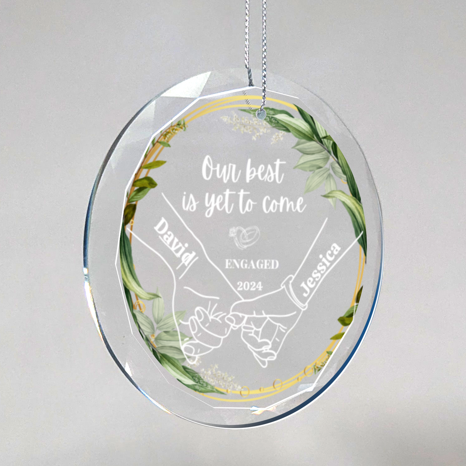 Our Engagement- Classic Elegance Glass Premium Ornament With Gift Box