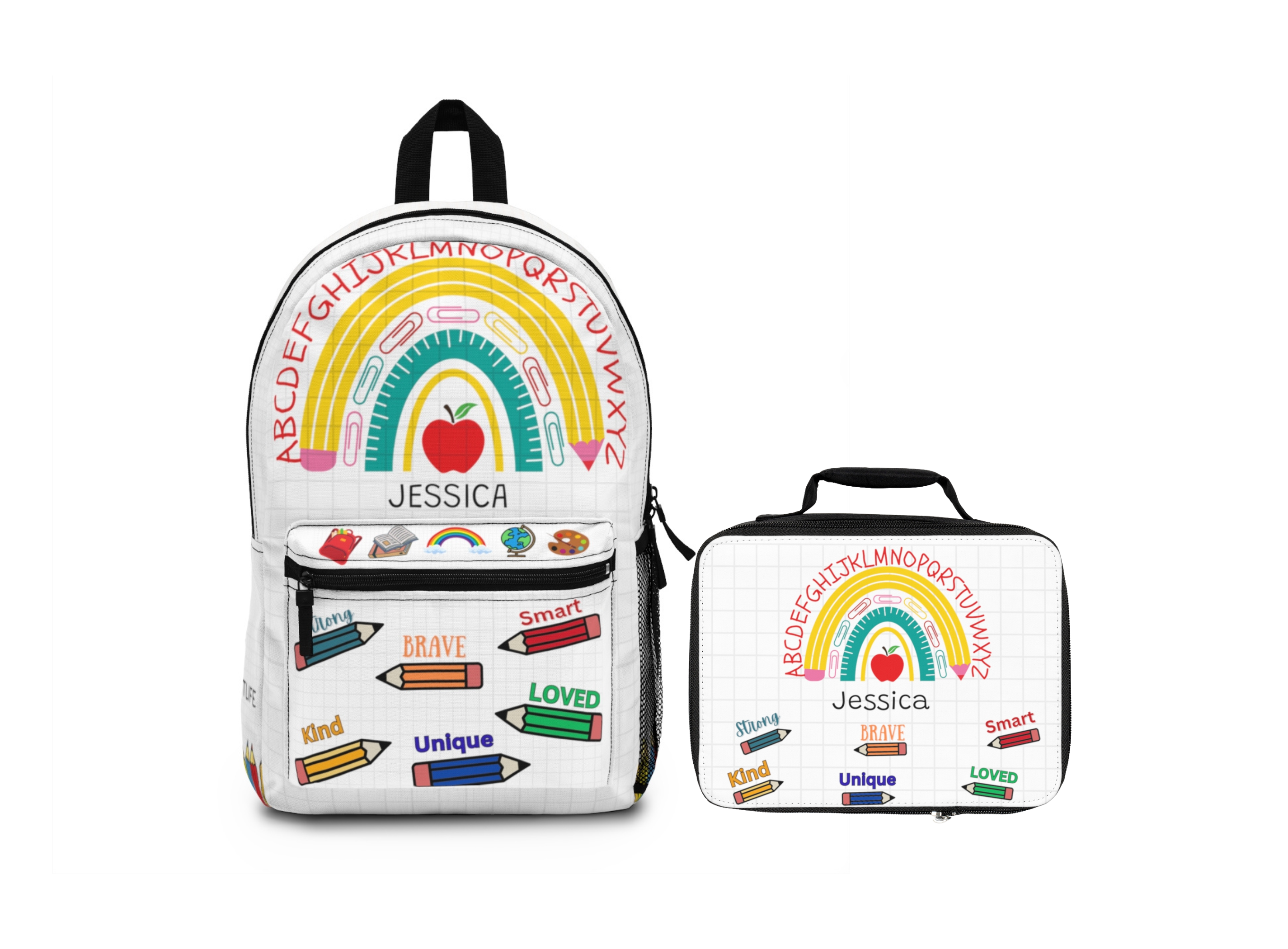 Personalized Kids School Backpack Lunch Bag Pencil Case