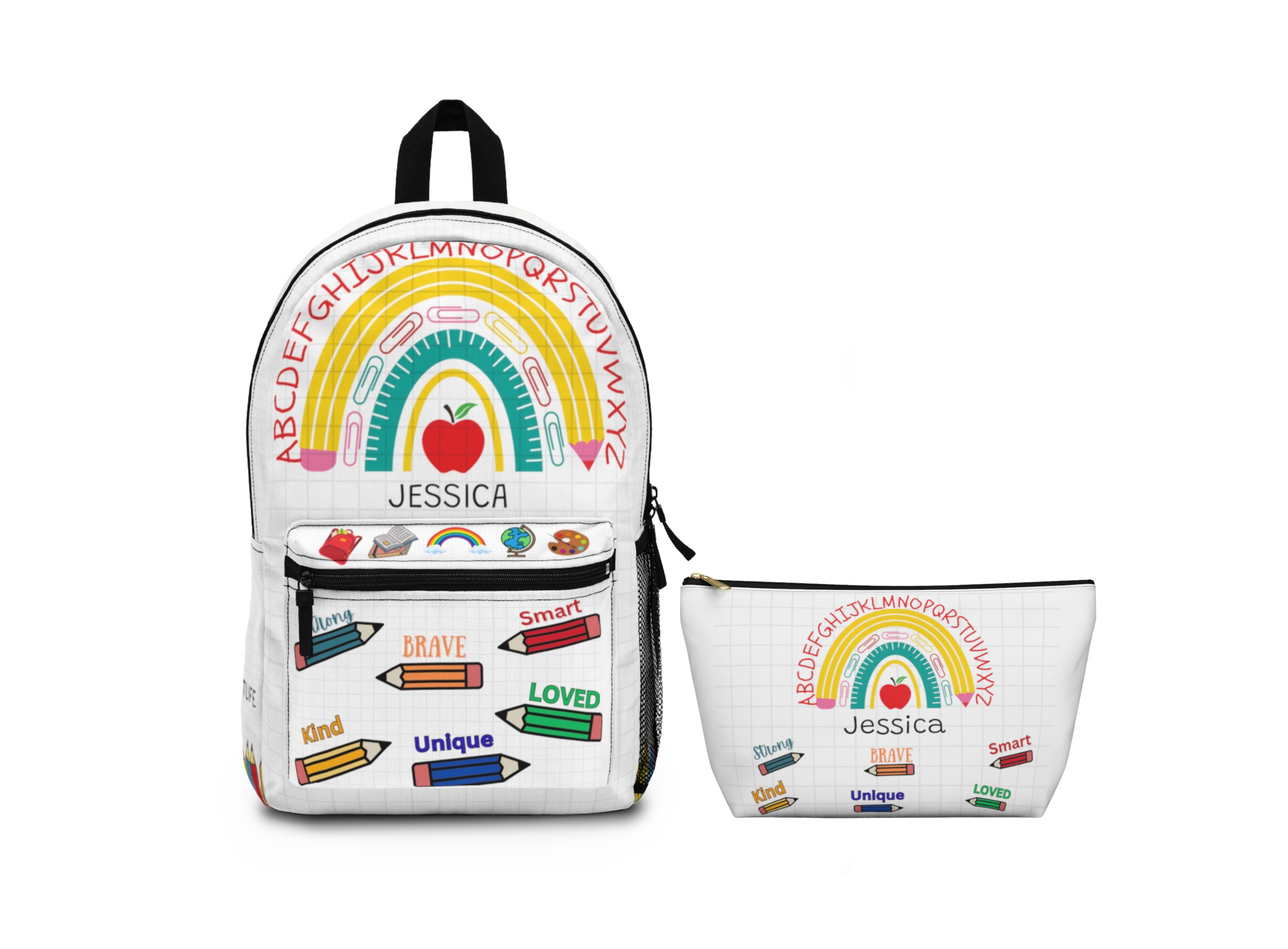 Personalized Kids School Backpack Lunch Bag Pencil Case