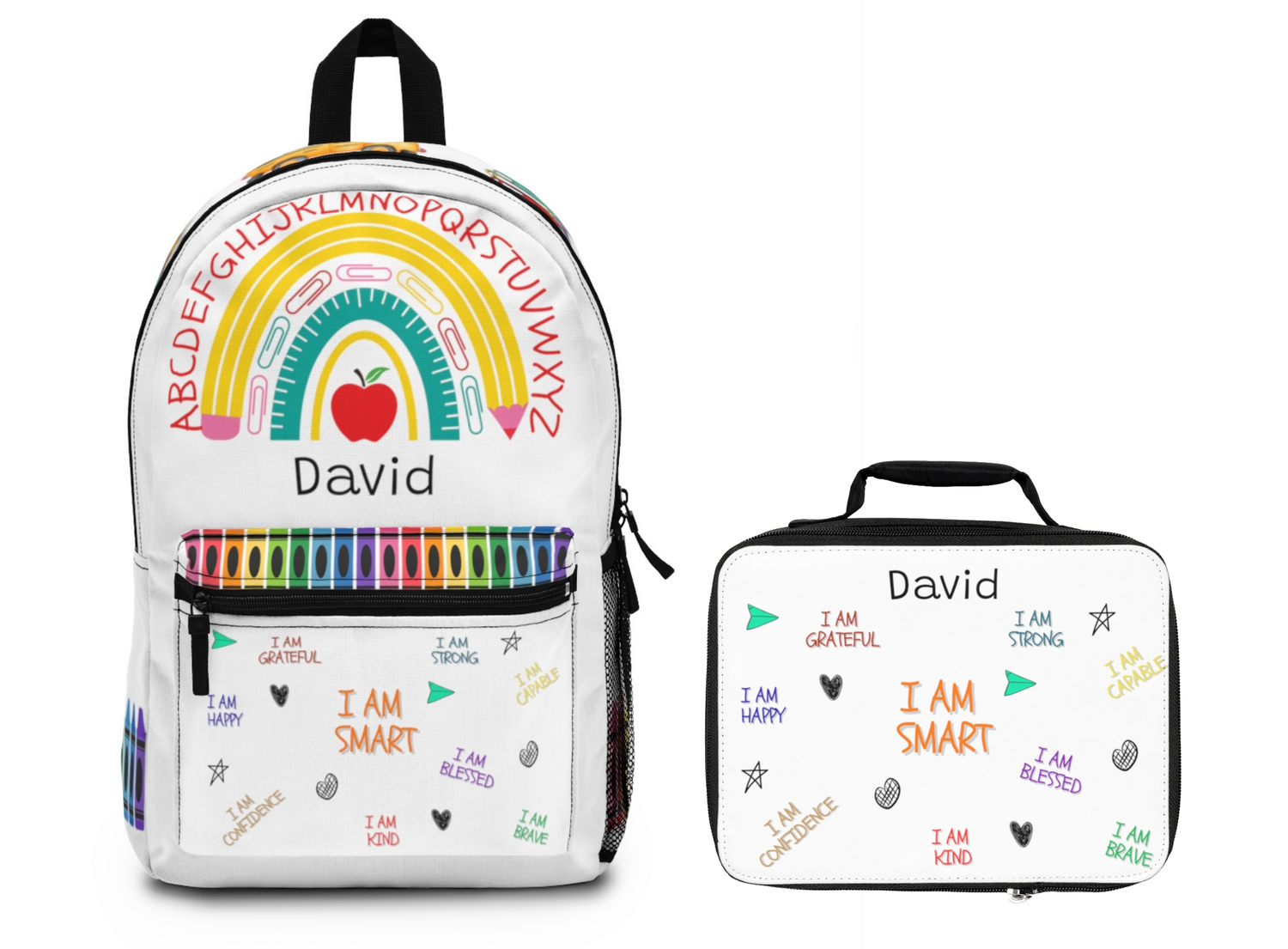 Personalized Kids School Backpack Lunch Bag Pencil Case