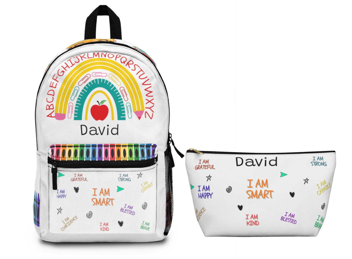 Personalized Kids School Backpack Lunch Bag Pencil Case