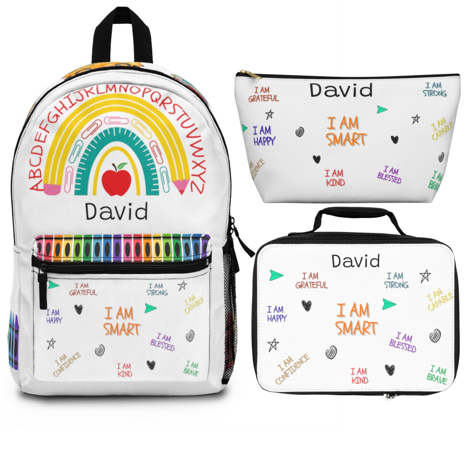 Personalized Kids School Backpack Lunch Bag Pencil Case