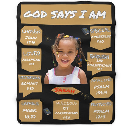 God says I am- Personalized Sherpa Fleece Blanket