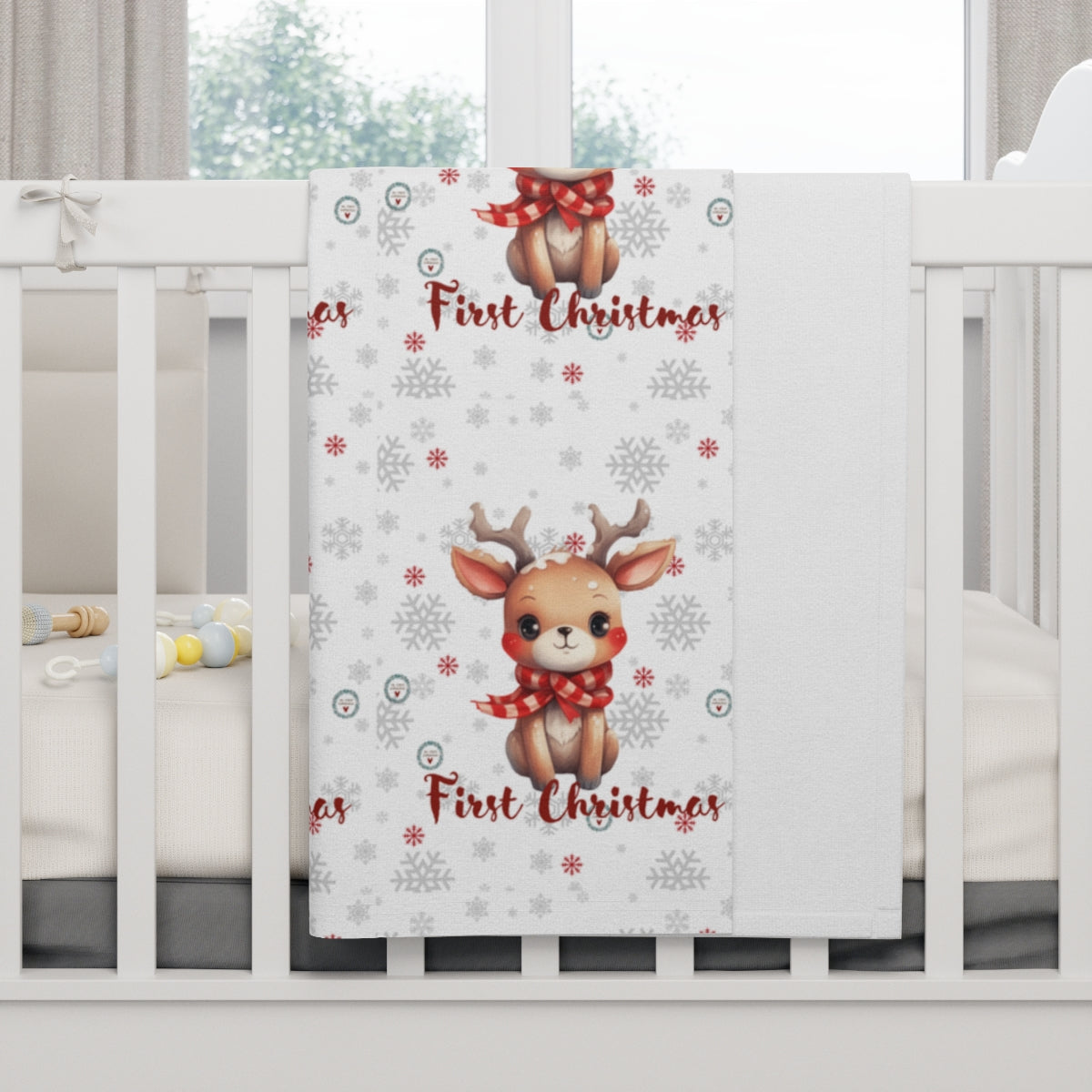 Personalized First Christmas - Soft Fleece Baby Blanket