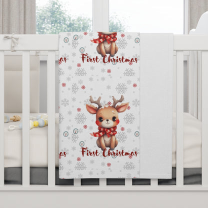 Personalized First Christmas - Soft Fleece Baby Blanket