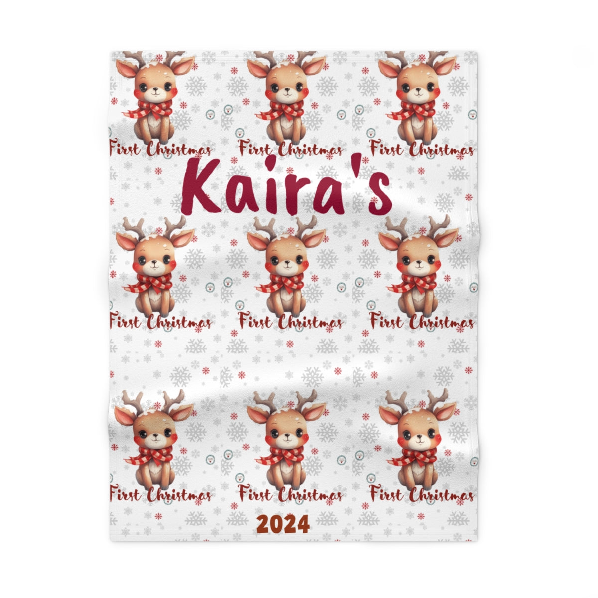 Personalized First Christmas - Soft Fleece Baby Blanket