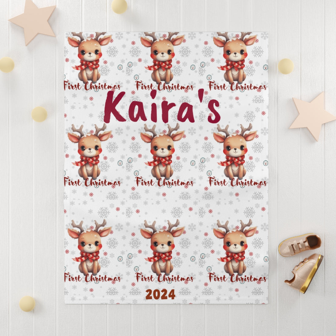 Personalized First Christmas - Soft Fleece Baby Blanket