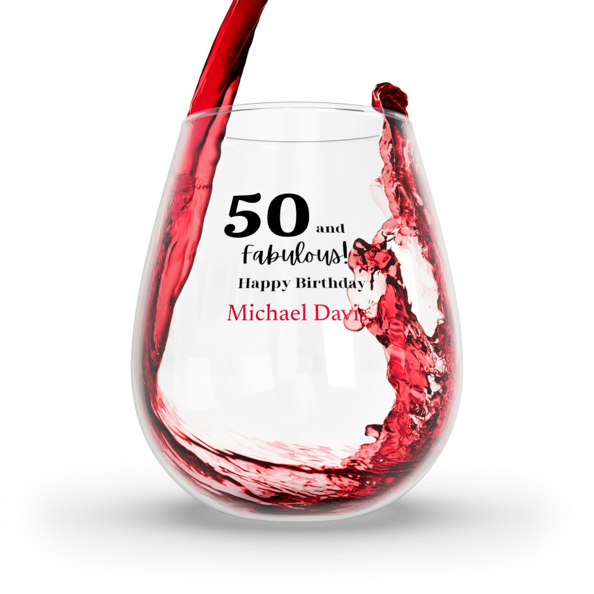 Happy Birthday- Stemless Wine Glass, 11.75oz