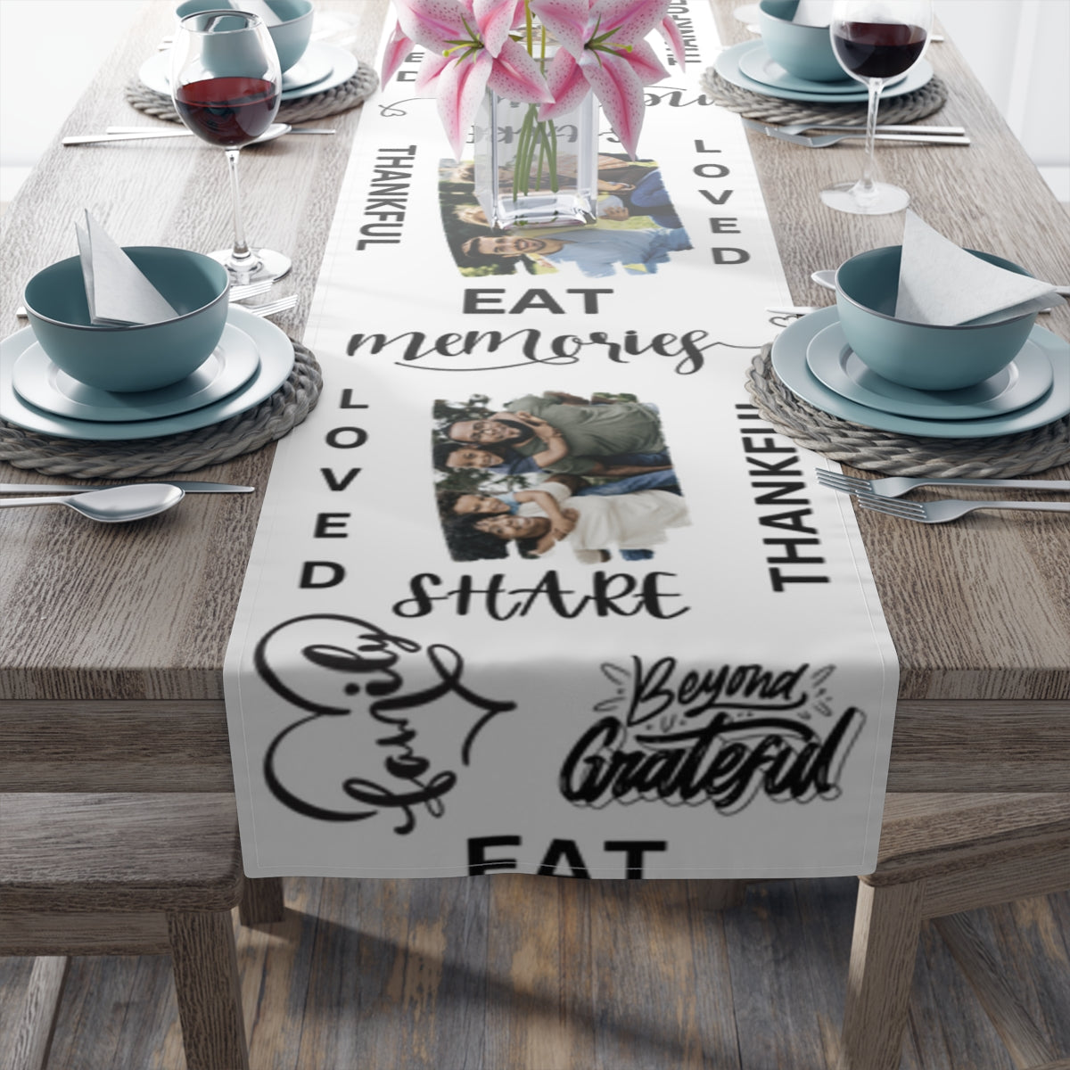 Personalized Family W/Pictures Table Runner (Cotton, Poly)