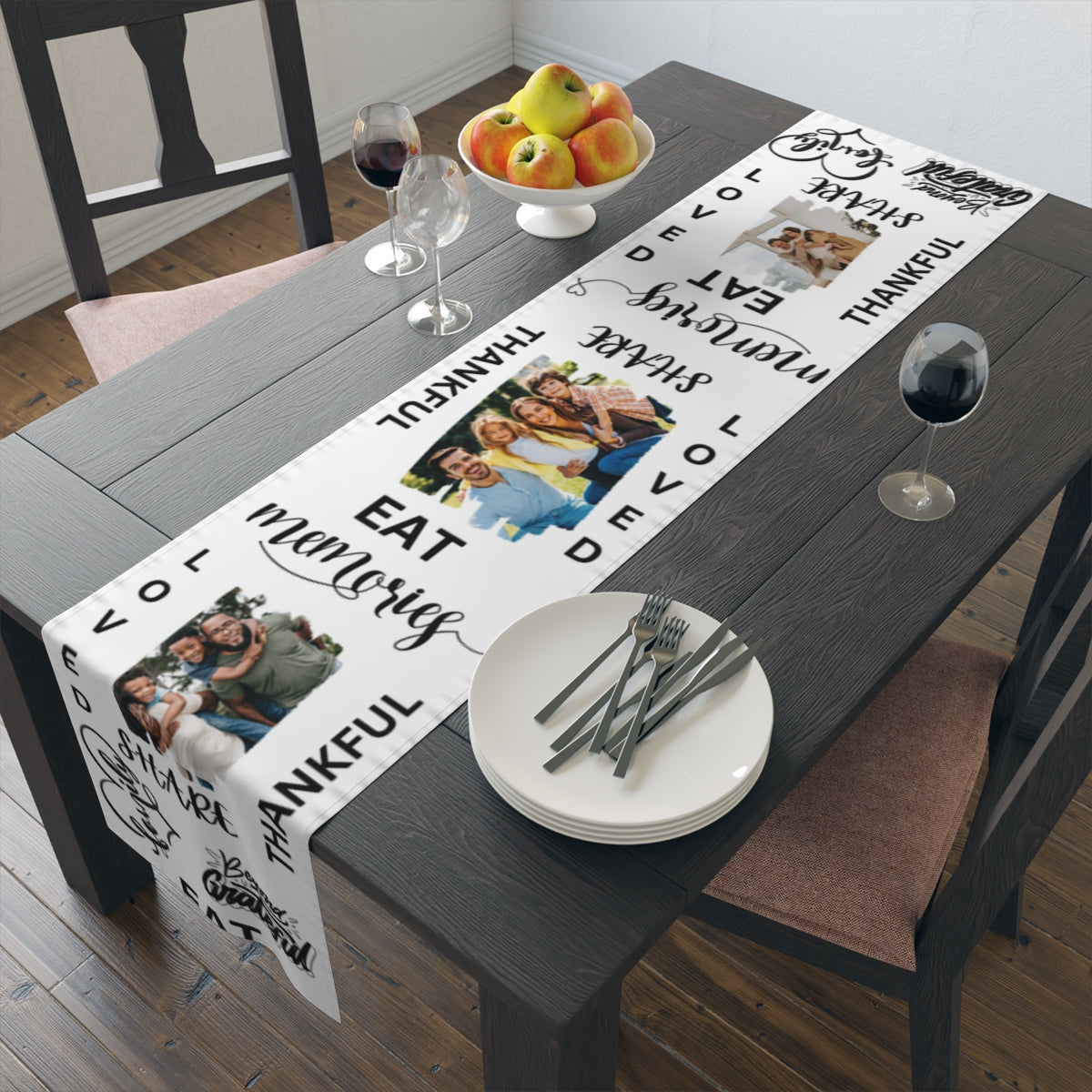 Personalized Family W/Pictures Table Runner (Cotton, Poly)