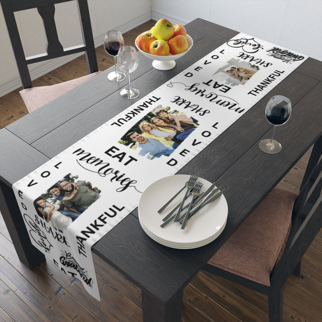 Personalized Family W/Pictures Table Runner (Cotton, Poly)