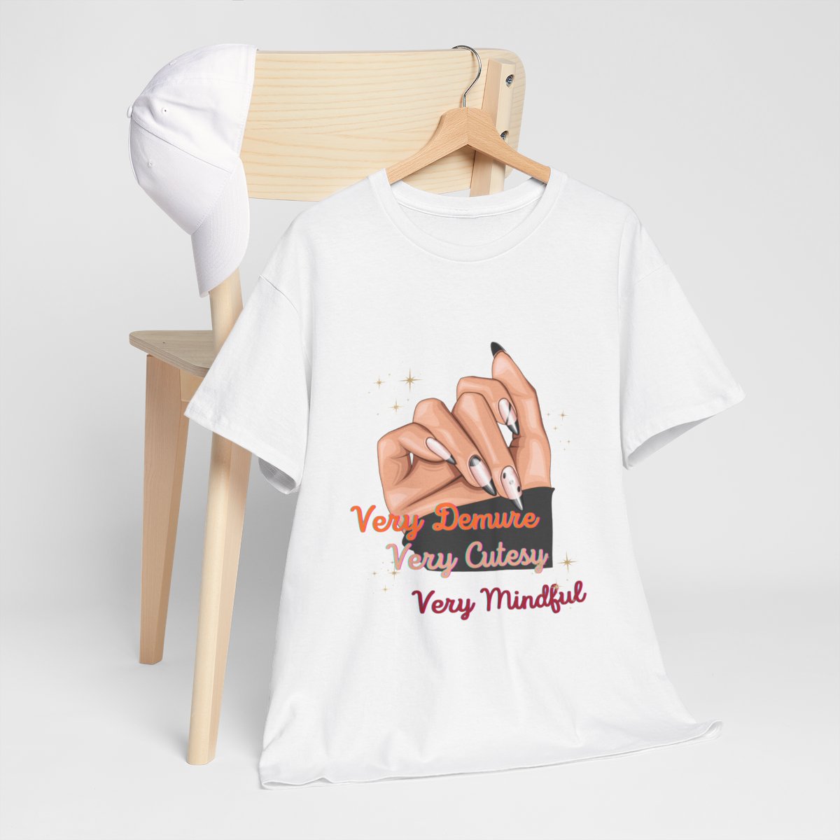 Demure, Cutesy, Mindful- Nail- T-shirt