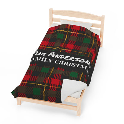 Personalized Family Christmas Velveteen Plush Blanket