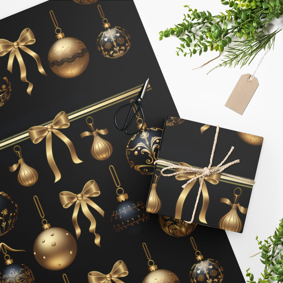 Black and Gold Holiday Wrapping Paper