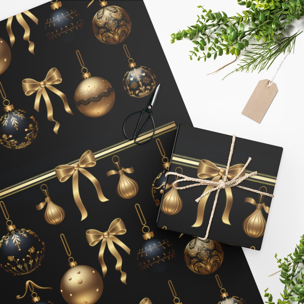 Black and Gold Holiday Wrapping Paper